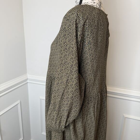 Loft Women’s Maxi Dress Granny Gown Size Medium Ruffled Bottom Olive Green - Picture 3 of 10